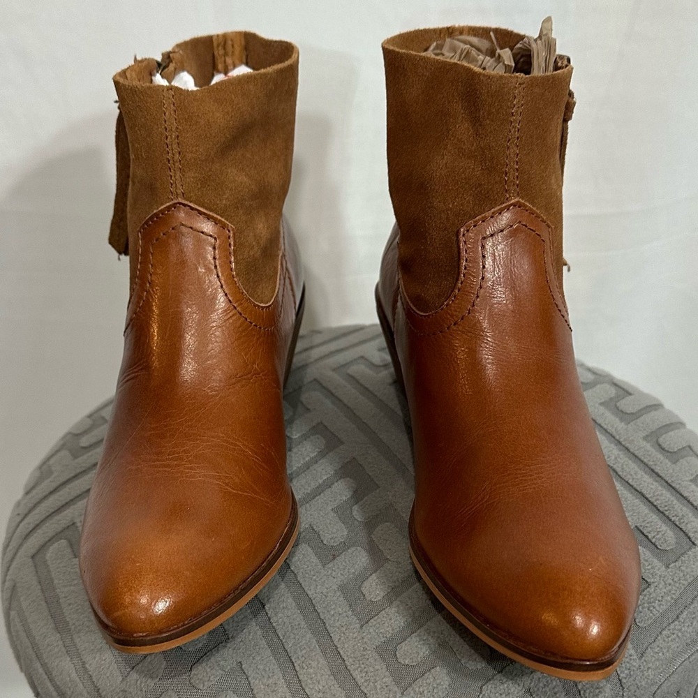 FRYE AND CO Brown Ankle Boots with Zipper and Stacked Heel